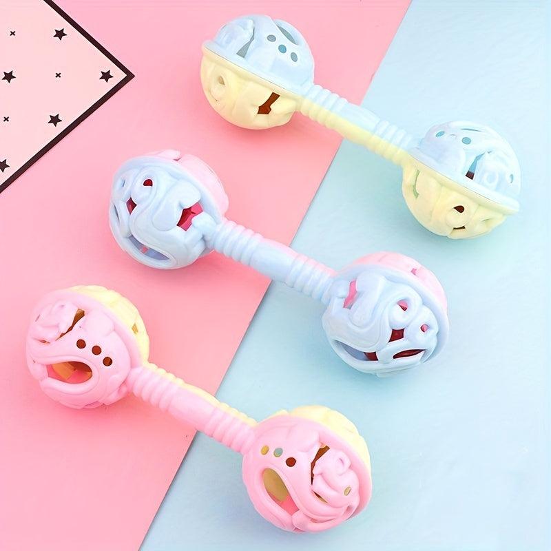 Colorful Double headed Handle Rattle Toy Baby Bell Baby Gnawing Toy