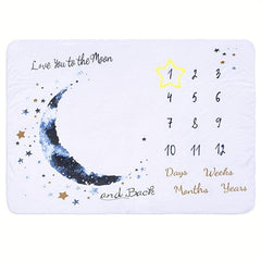 Newborn Baby Month Photography Blanket Moon Print Background Flannel Blanket