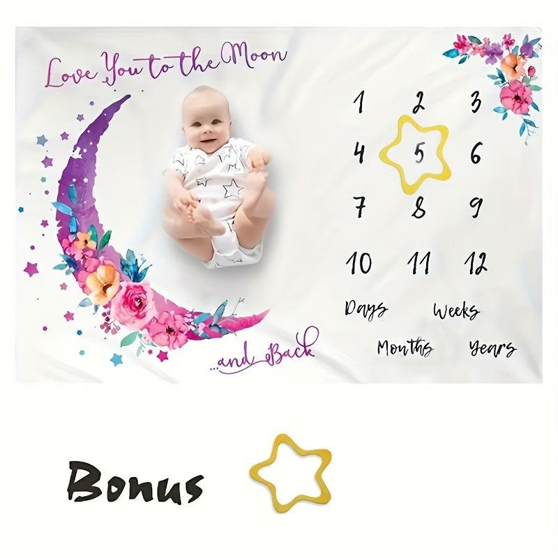 Newborn Baby Month Photography Blanket Moon Print Background Flannel Blanket