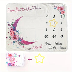 Newborn Baby Month Photography Blanket Moon Print Background Flannel Blanket