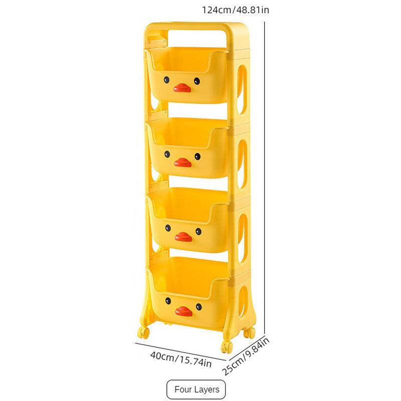 Yellow Kids Toy Storage Rack Little Duck Style Room Decoration