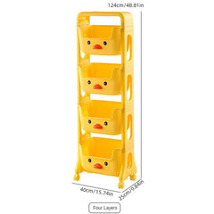Yellow Kids Toy Storage Rack Little Duck Style Room Decoration