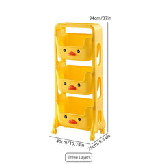 Yellow Kids Toy Storage Rack Little Duck Style Room Decoration