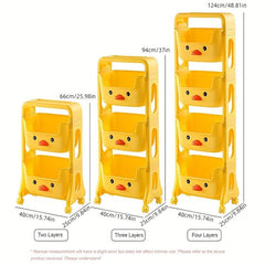 Yellow Kids Toy Storage Rack Little Duck Style Room Decoration
