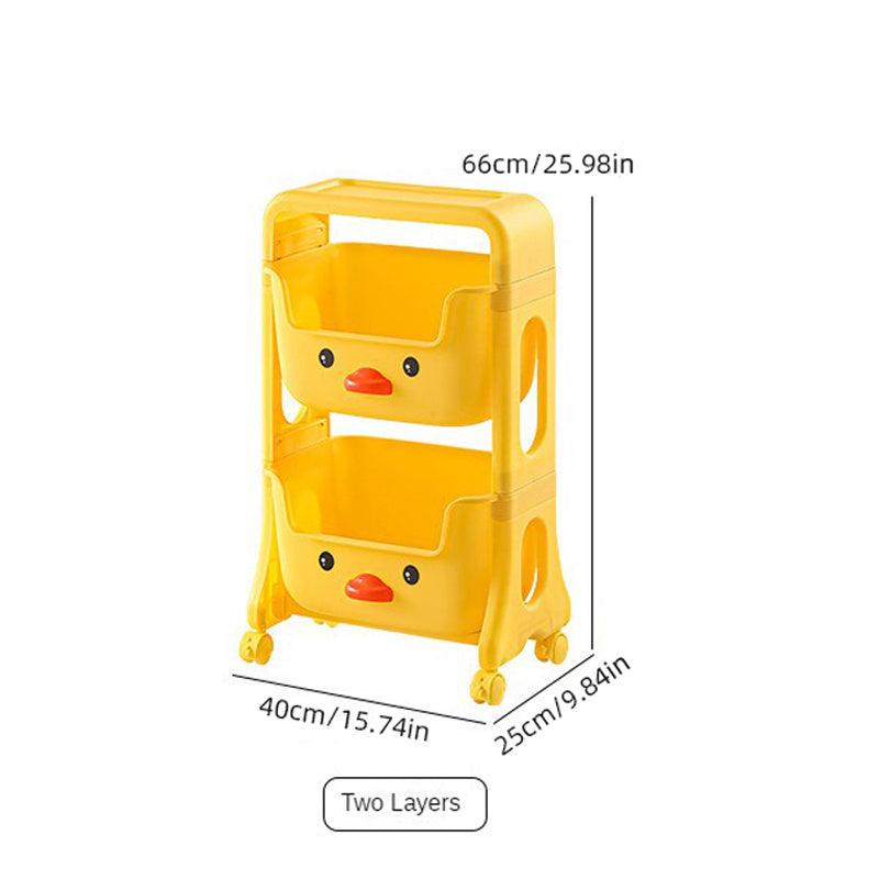 Yellow Kids Toy Storage Rack Little Duck Style Room Decoration