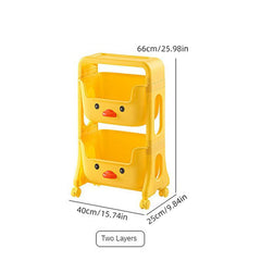 Yellow Kids Toy Storage Rack Little Duck Style Room Decoration