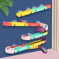 Kids Yellow Duck Bath Toy Wall Track Building Game DIY Bathtub Kit