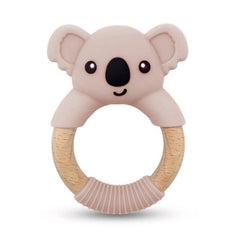 Silicone Koala Baby Teether Toy with Beech Wood Handle