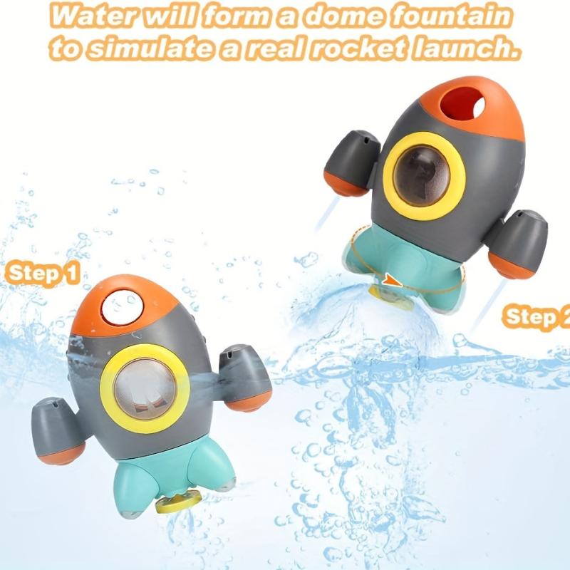 Rocket Bath Toy for Toddlers, Spray Water Toy with Rotating Fountain