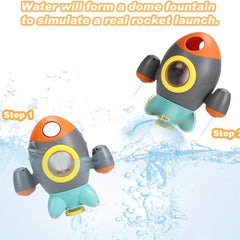 Rocket Bath Toy for Toddlers, Spray Water Toy with Rotating Fountain
