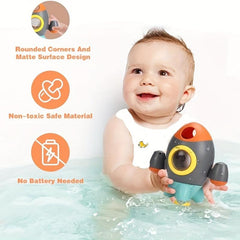 Rocket Bath Toy for Toddlers, Spray Water Toy with Rotating Fountain