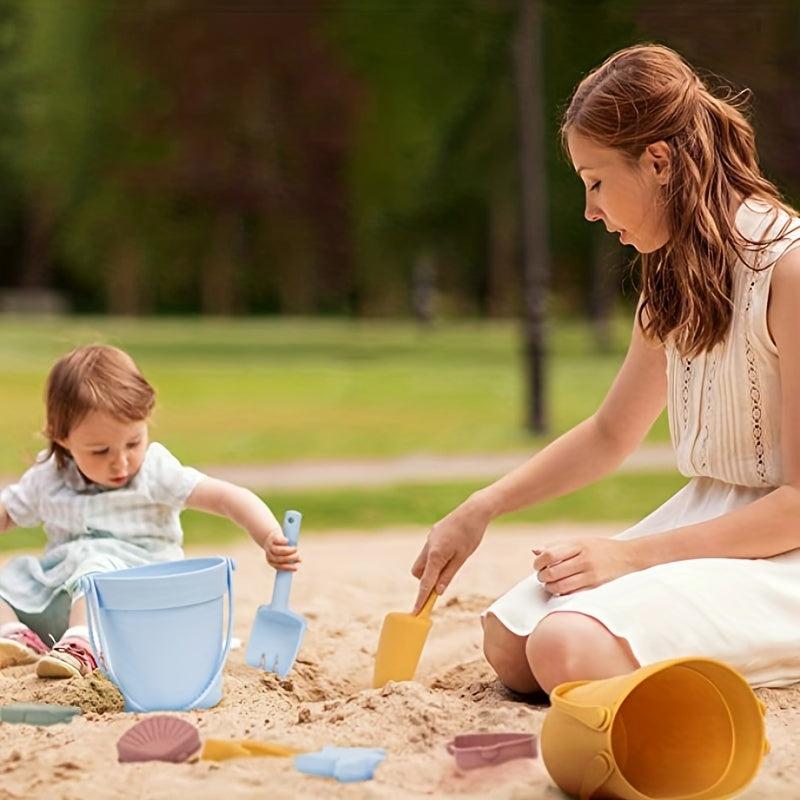 8pcs Silicone Beach Toy Set Portable Outdoor Anti-fall Toy Set