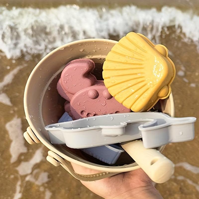 8pcs Silicone Beach Toy Set Portable Outdoor Anti-fall Toy Set