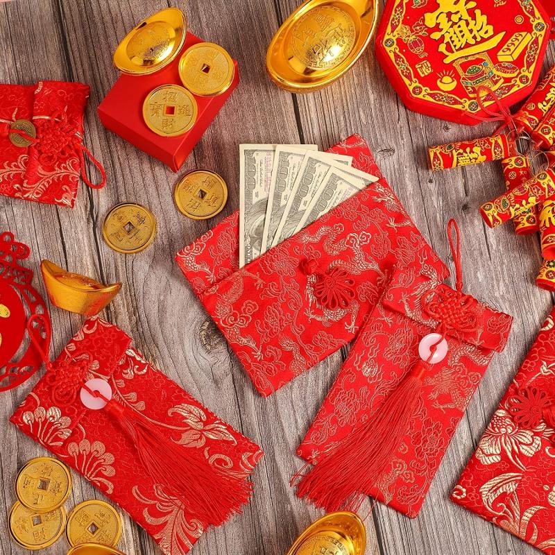 Silk Red Envelopes Lucky Money Pockets for Chinese New Year