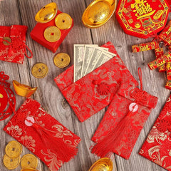 Silk Red Envelopes Lucky Money Pockets for Chinese New Year