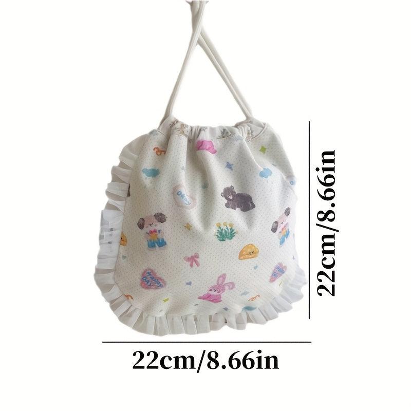 Lace Animal Print Drawstring Bag for Diapers Jewelry Cosmetics
