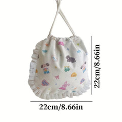 Lace Animal Print Drawstring Bag for Diapers Jewelry Cosmetics