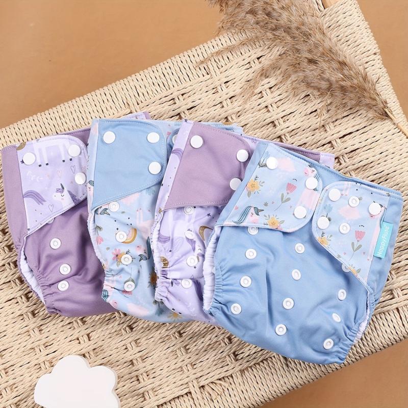 4pcs Baby Cloth Diaper Waterproof Toddler Nappy Pocket Diapers 3-15kg