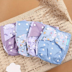 4pcs Baby Cloth Diaper Waterproof Toddler Nappy Pocket Diapers 3-15kg