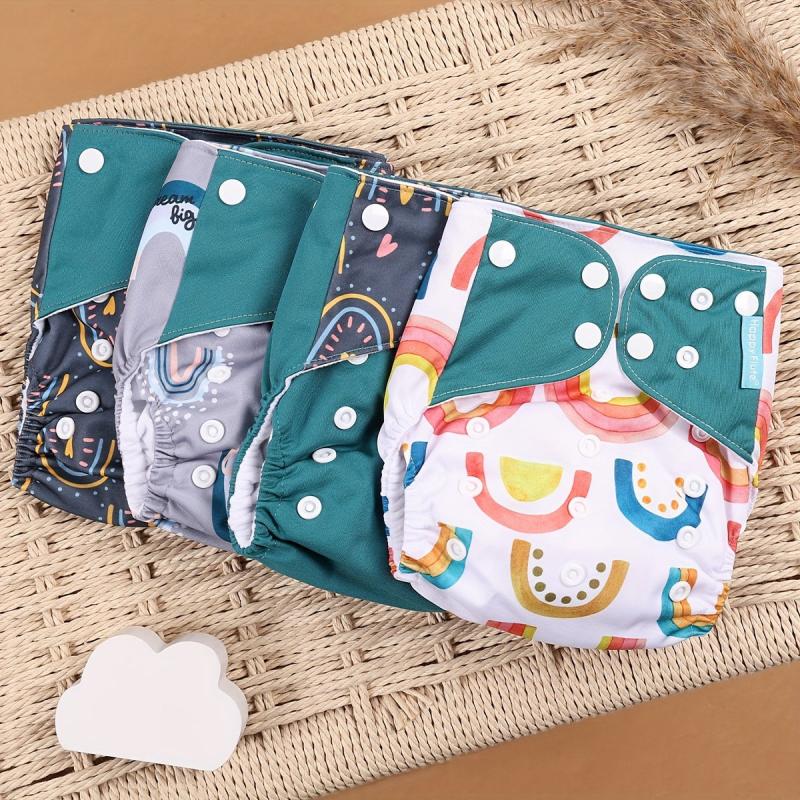 4pcs Baby Cloth Diaper Waterproof Toddler Nappy Pocket Diapers 3-15kg