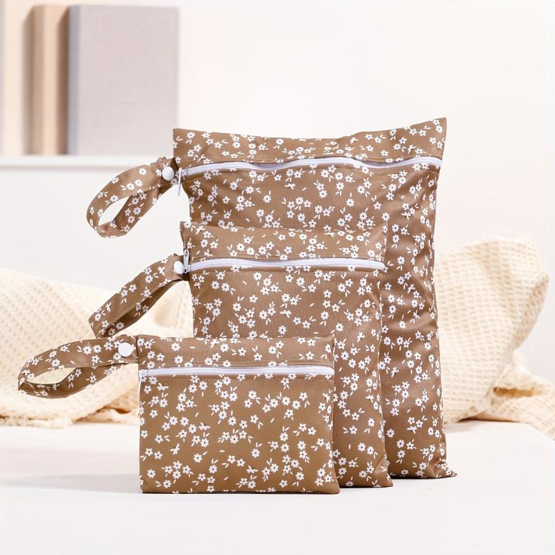 3pcs Reusable Waterproof Wet Bag Portable Diaper Bag Storage Bag For Breast Pad