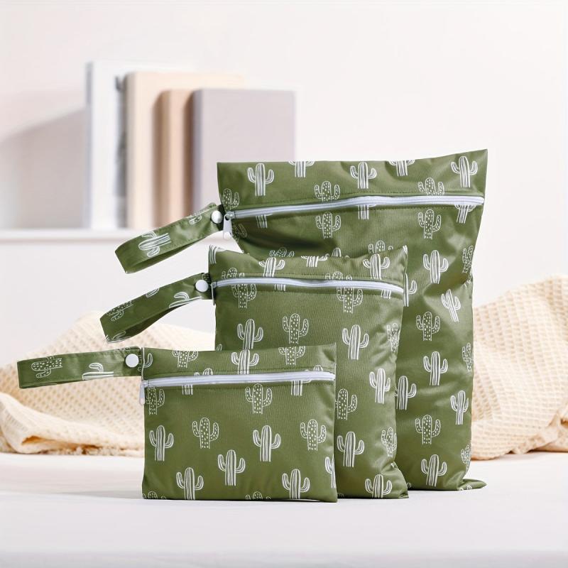 3pcs Reusable Waterproof Wet Bag Portable Diaper Bag Storage Bag For Breast Pad