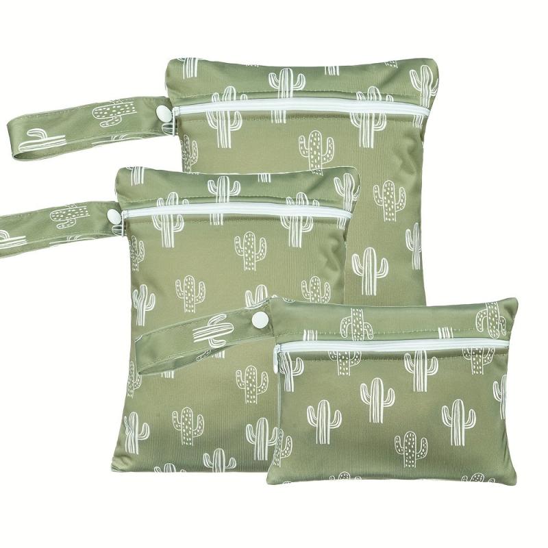 3pcs Reusable Waterproof Wet Bag Portable Diaper Bag Storage Bag For Breast Pad