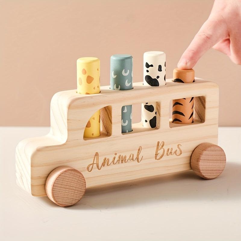 Wooden Bouncy Toy Car Baby Educational Cartoon Set
