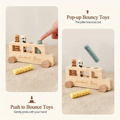 Wooden Bouncy Toy Car Baby Educational Cartoon Set