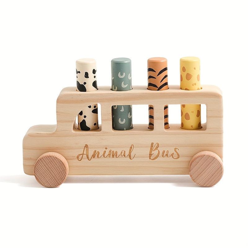 Wooden Bouncy Toy Car Baby Educational Cartoon Set