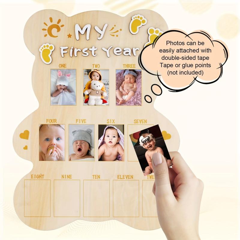 Baby's First Year Bear Shaped Wooden Photo Frame