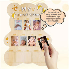 Baby's First Year Bear Shaped Wooden Photo Frame