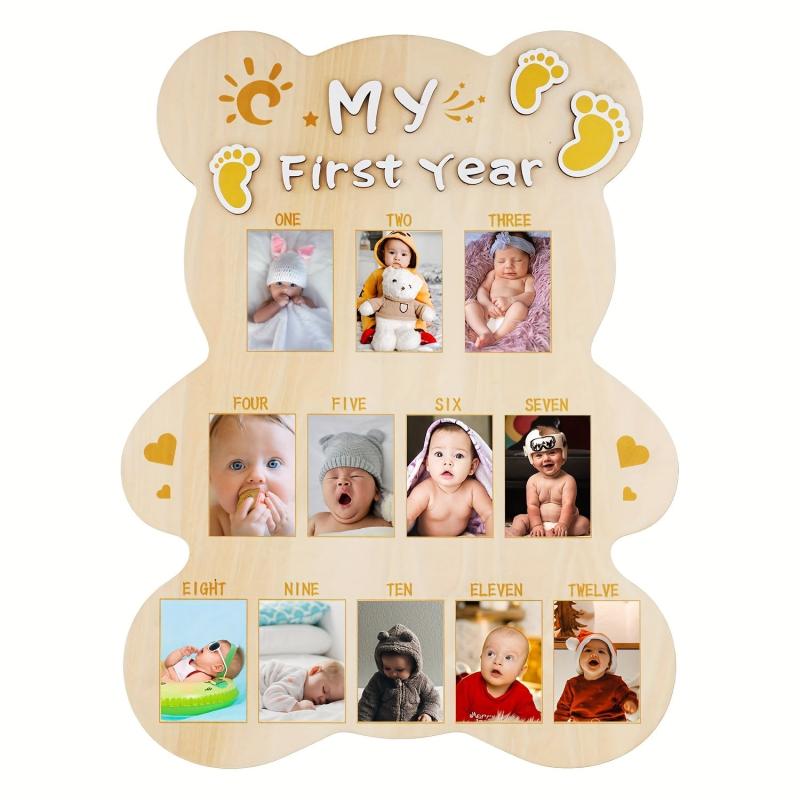 Baby's First Year Bear Shaped Wooden Photo Frame
