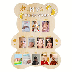 Baby's First Year Bear Shaped Wooden Photo Frame