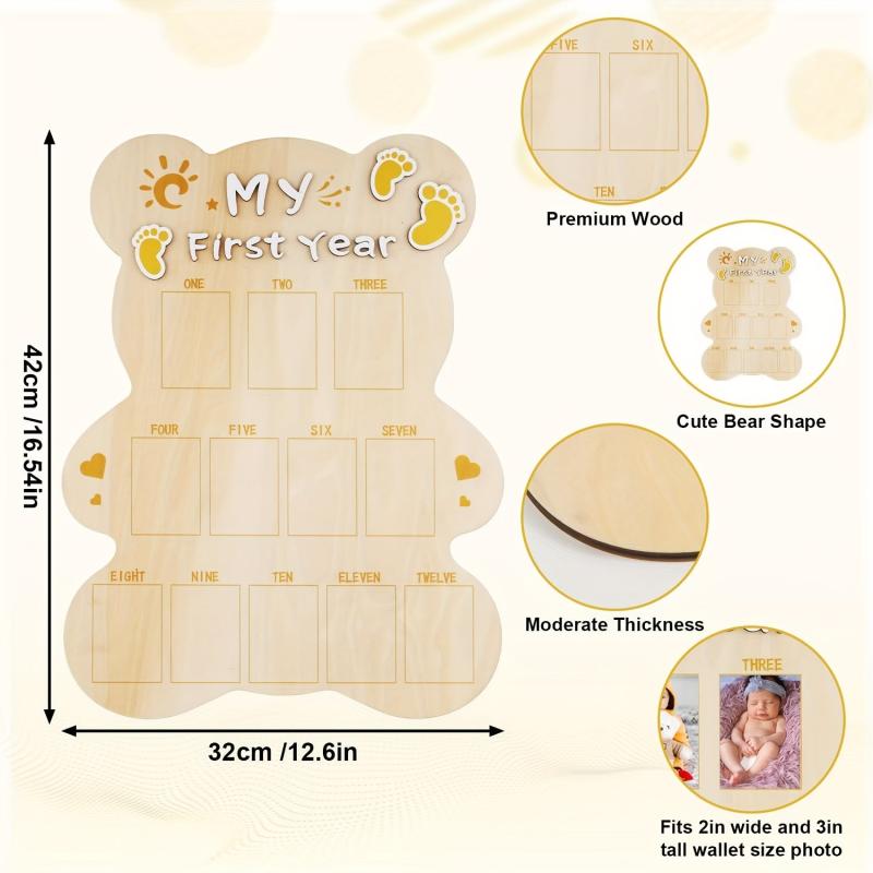 Baby's First Year Bear Shaped Wooden Photo Frame