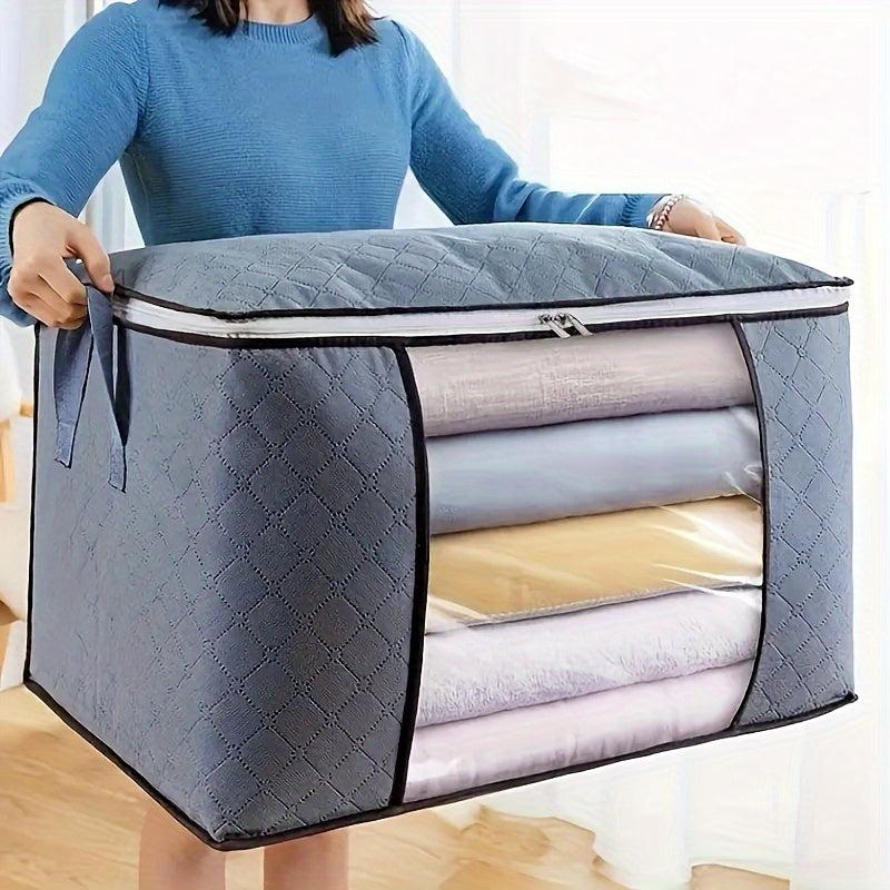 Large Capacity Closet Storage Organizer with Reinforced Handles and Clear Window