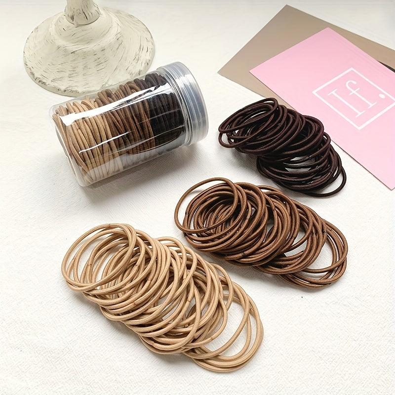 100pcs Solid Hair Tie Polyester Ponytail Holder Minimalist Hair Band