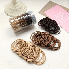 100pcs Solid Hair Tie Polyester Ponytail Holder Minimalist Hair Band