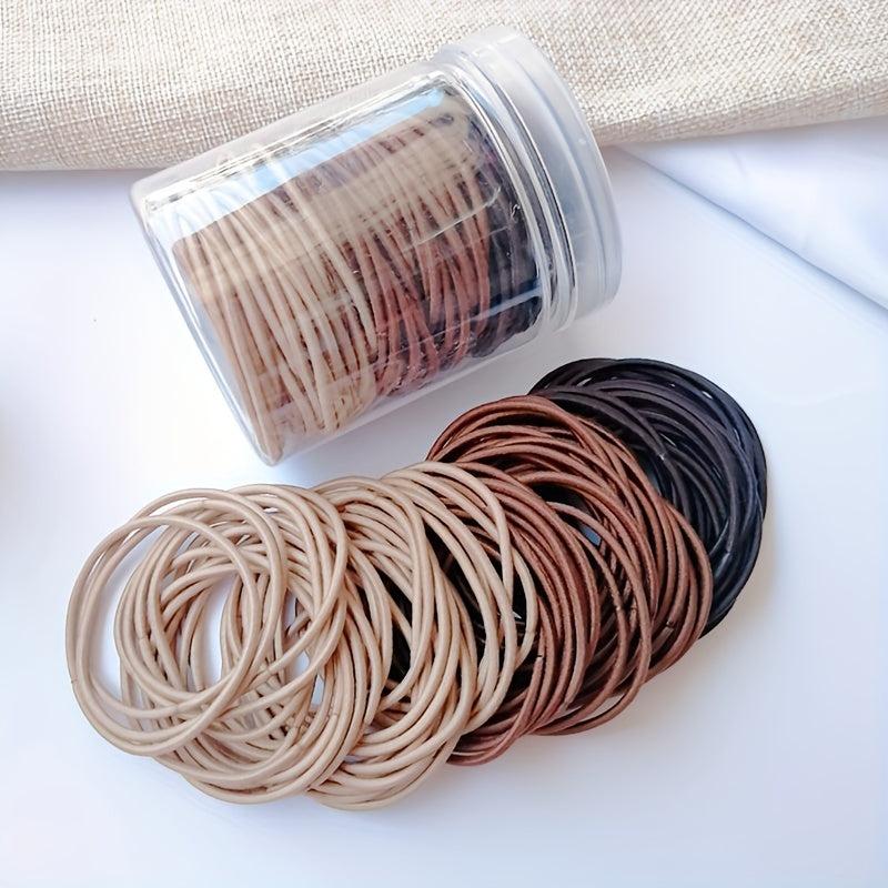 100pcs Solid Hair Tie Polyester Ponytail Holder Minimalist Hair Band