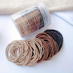 100pcs Solid Hair Tie Polyester Ponytail Holder Minimalist Hair Band