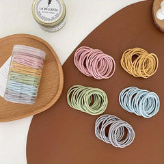 100pcs Solid Hair Tie Polyester Ponytail Holder Minimalist Hair Band