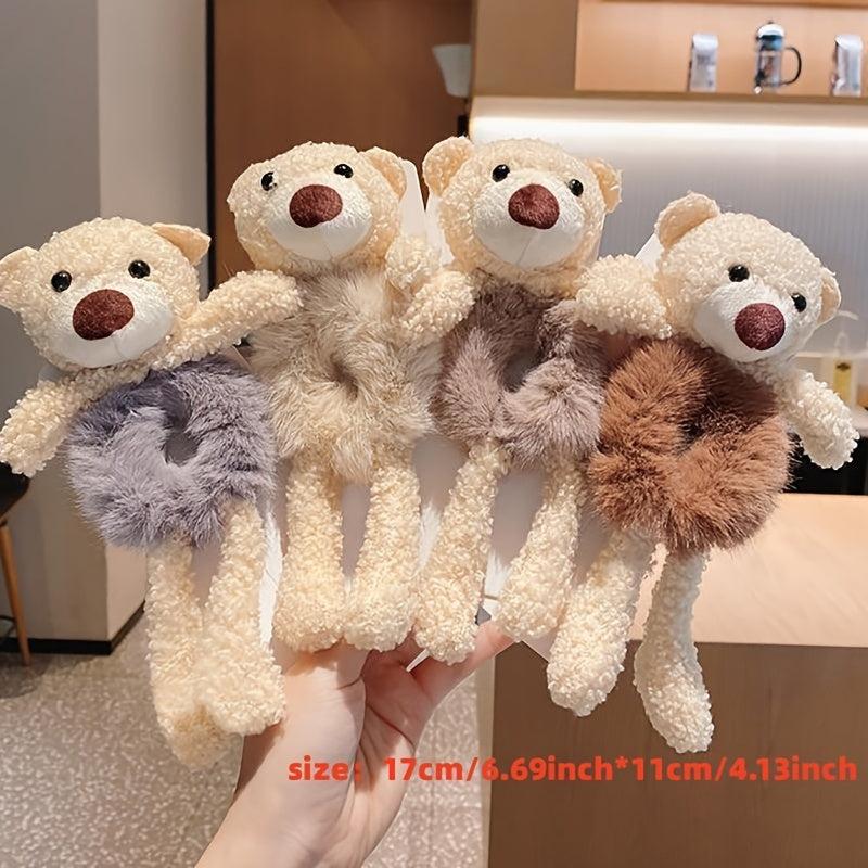 Bear Hair Tie Hair Scrunchies Plush Bracelet Bun Holders Hair Accessories Elasti