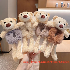 Bear Hair Tie Hair Scrunchies Plush Bracelet Bun Holders Hair Accessories Elasti