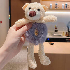 Bear Hair Tie Hair Scrunchies Plush Bracelet Bun Holders Hair Accessories Elasti