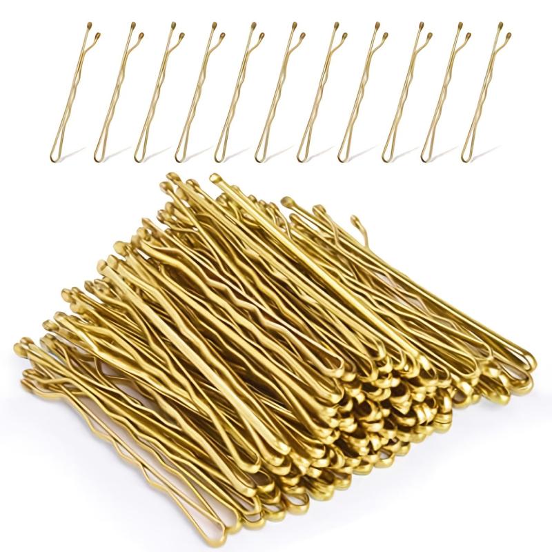 100pcs Blonde Bobby Pins Secure Hold Golden Hair Clips Women Girls