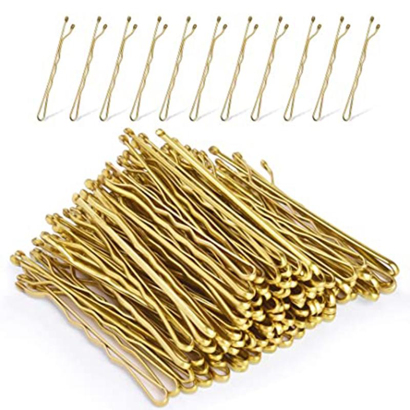 100pcs Blonde Bobby Pins Secure Hold Golden Hair Clips Women Girls