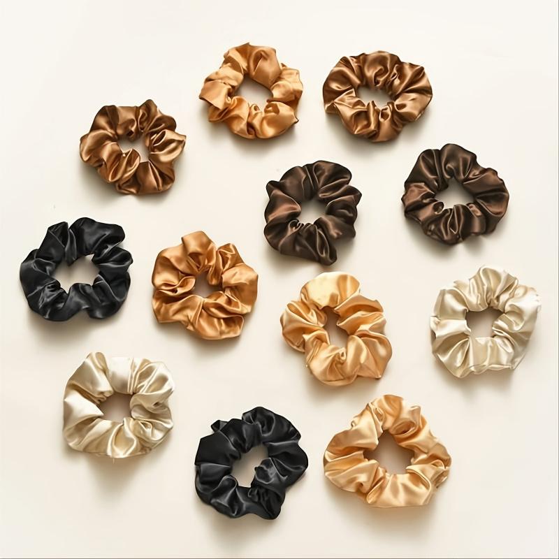 12pcs Satin Silk Hair Scrunchies Hair Bands Hair Elastic Ponytail Holders