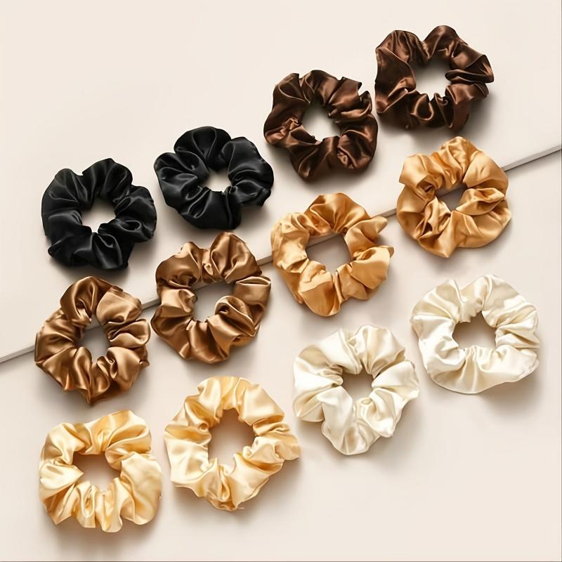 12pcs Satin Silk Hair Scrunchies Hair Bands Hair Elastic Ponytail Holders