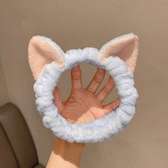 Cat Ears Coral Fleece Spa Headband for Women