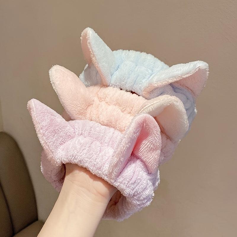 Cat Ears Coral Fleece Spa Headband for Women